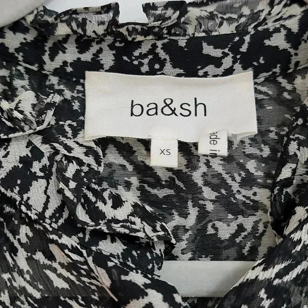 BA&SH Elia Animal Print Chiffon Semi Sheer Blouse - Picture 5 of 9